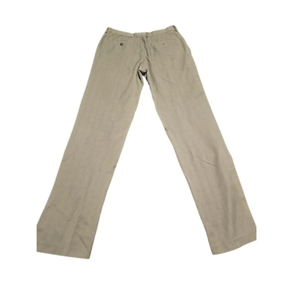 Mens Khaki Chino Pants Straight Leg Casual Dress Trousers Tan Size 32x32